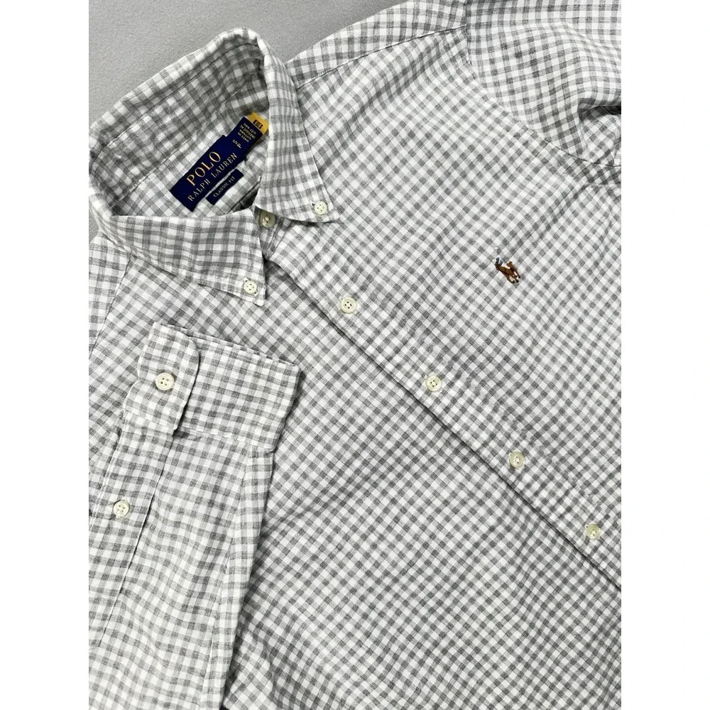 Polo Ralph Lauren Pony Classic Long Sleeve Gingham Plaid Oxford Shirt Small